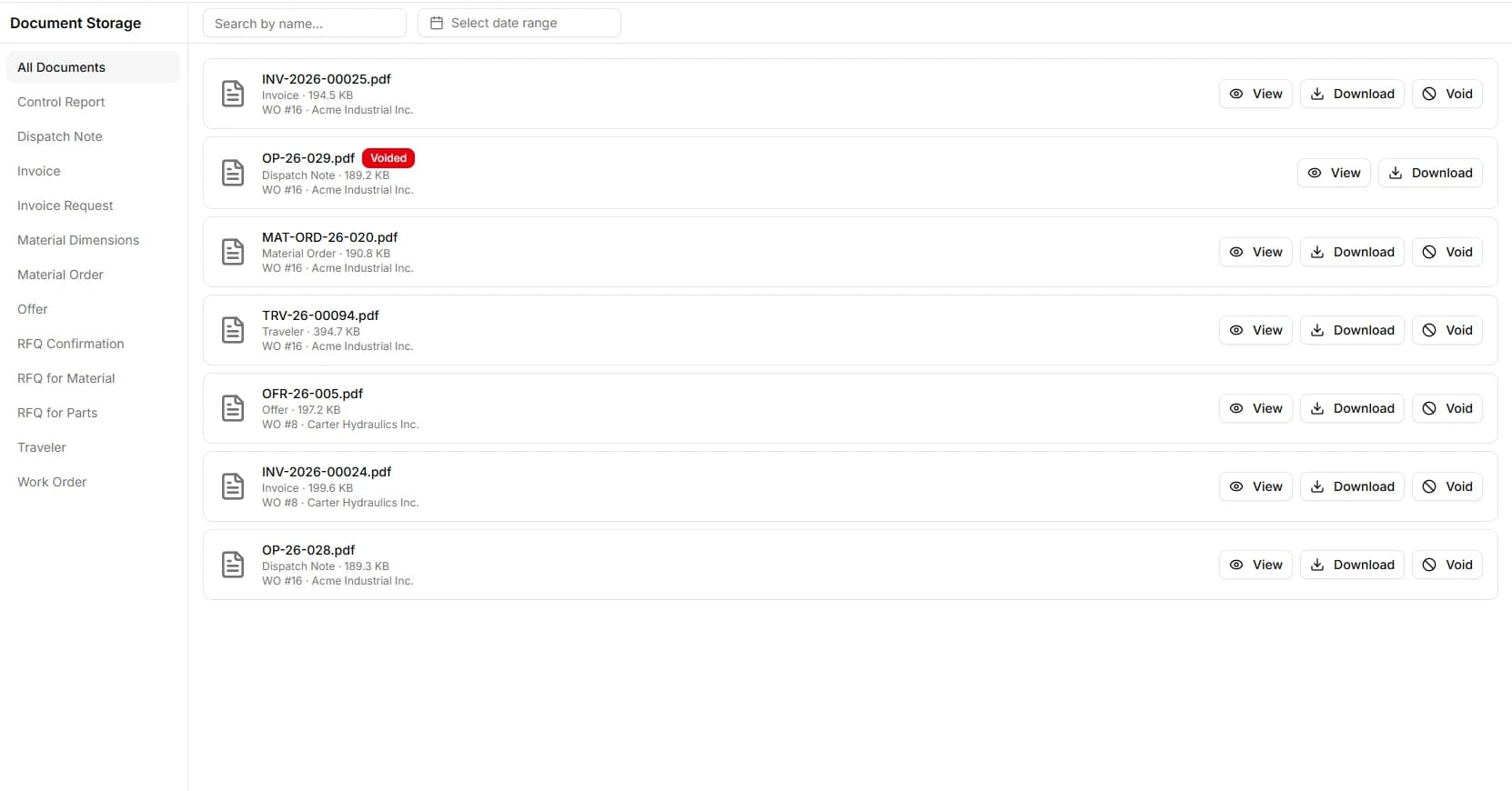 Delivery notes and invoices, generated not retyped